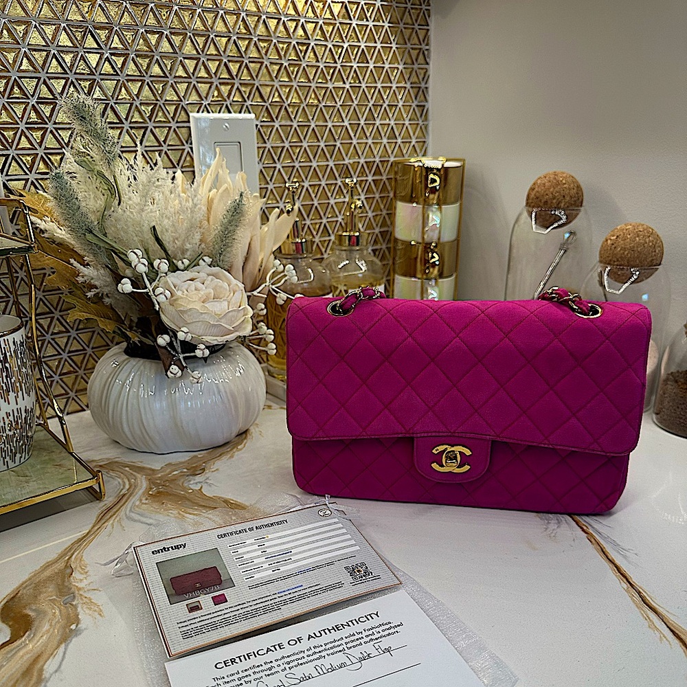 1991 Chanel double flap satin Barbie pink 💓💞💖💗💕